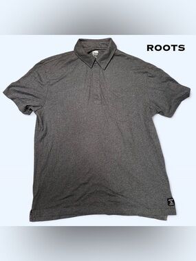 Roots Men's Charcoal Polo Shirt - Short Sleeve Collared